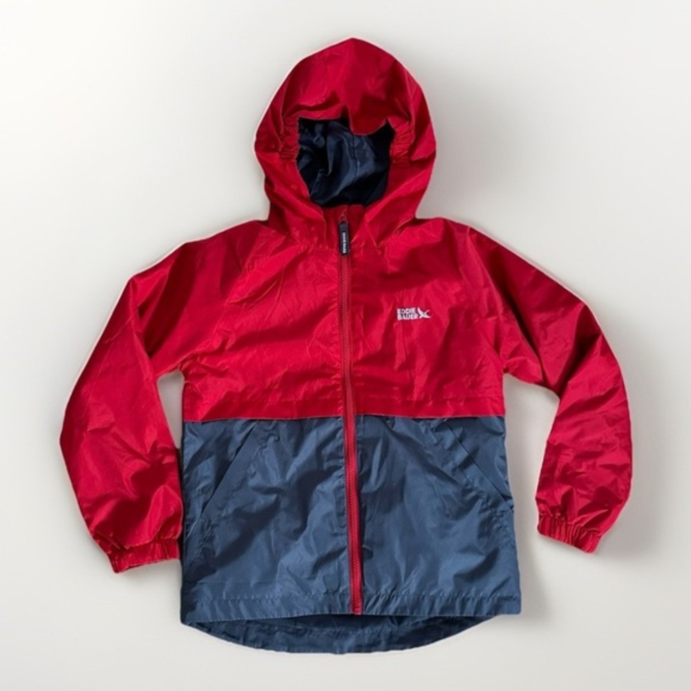 Eddie Bauer Jacket Kids S 7/8 Red Grey 3-in-1 Windbreaker Removable Fleece Liner